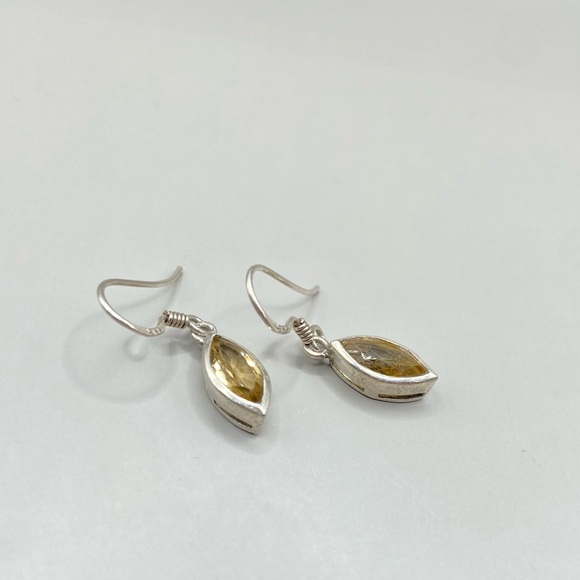 Sterling Silver Cat's Eye Citrine Gemstone Earrings - Picture 5 of 6